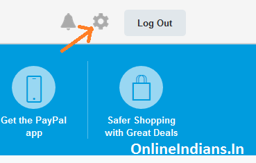 Clicking on gear in PayPal website