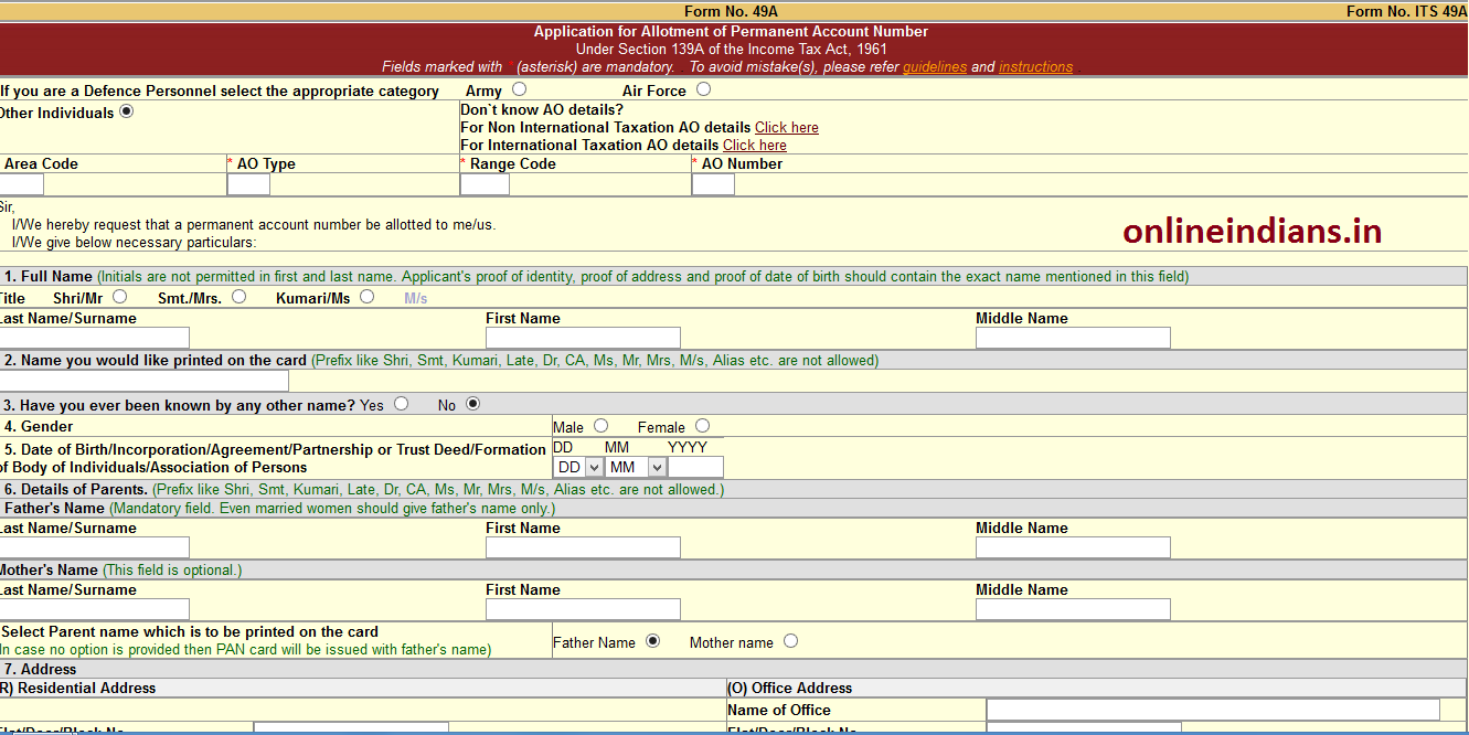 New PAN Card online form