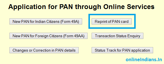 Reprint of PAN Card