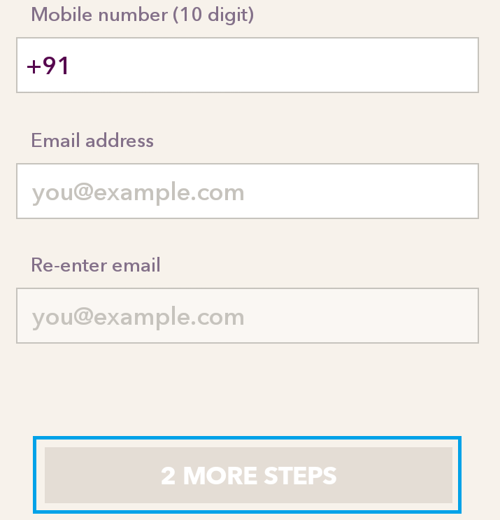 Filling Phone Number and Email Address