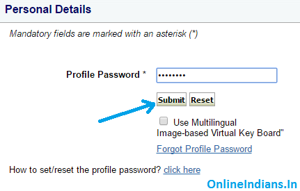 Enter SBI Profile Password