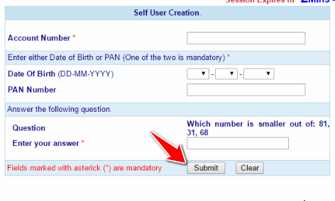 unionbankofindia internet banking self user creation
