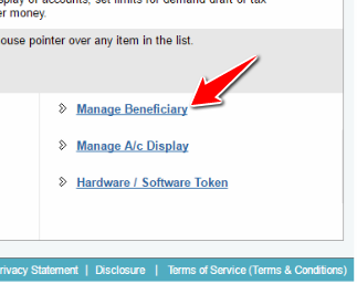 Click on Manage Beneficiary