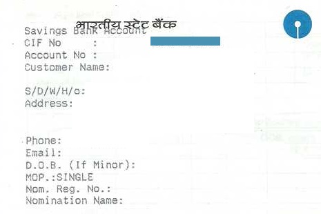 SBI Bank Passbook