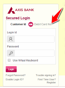 Select Debit Card Number from Login Screen